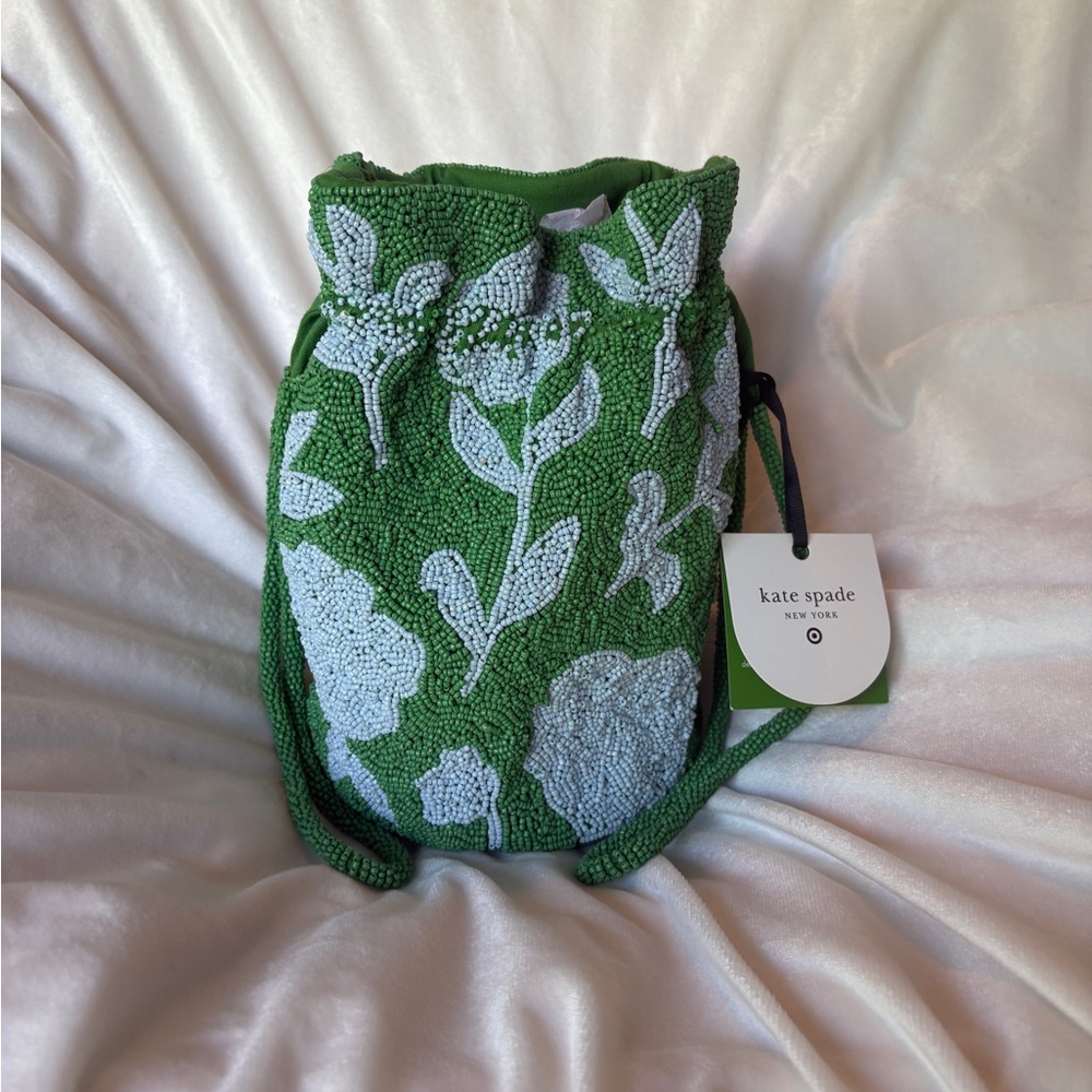 Kate Spade Green Floral Beaded Bag